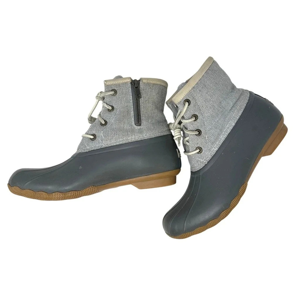 Sperry Saltwater Duck Boot Silver Grey 7